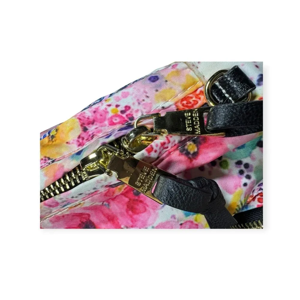 Steve Madden Floral Pink Backpack Travel School Bag Gold‎ Accents Bohochic Y2K